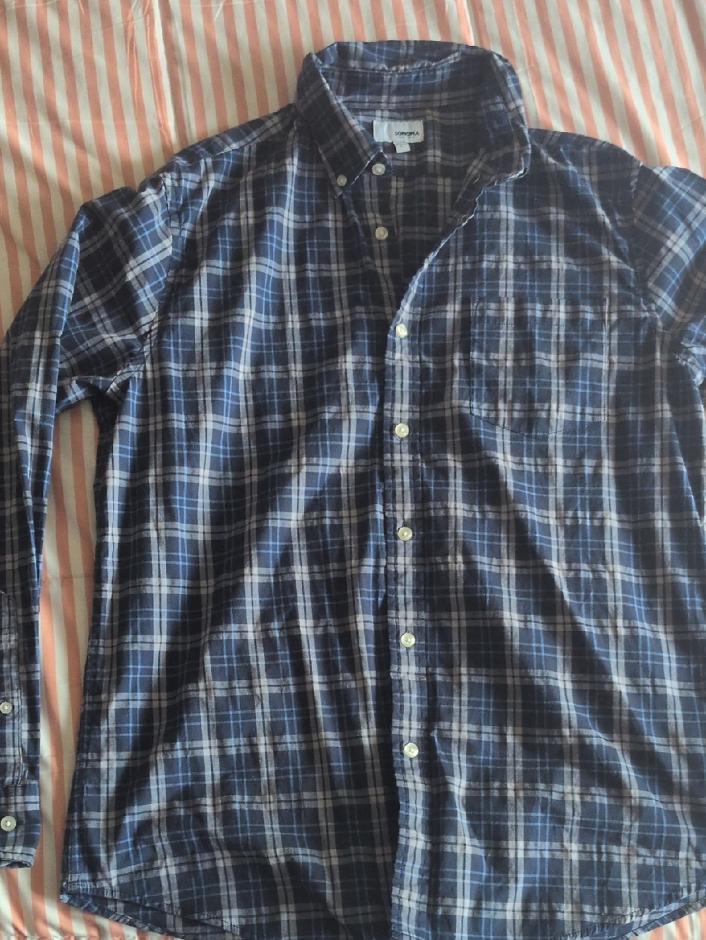 Sonoma Blue Plaid Button-Down Shirt